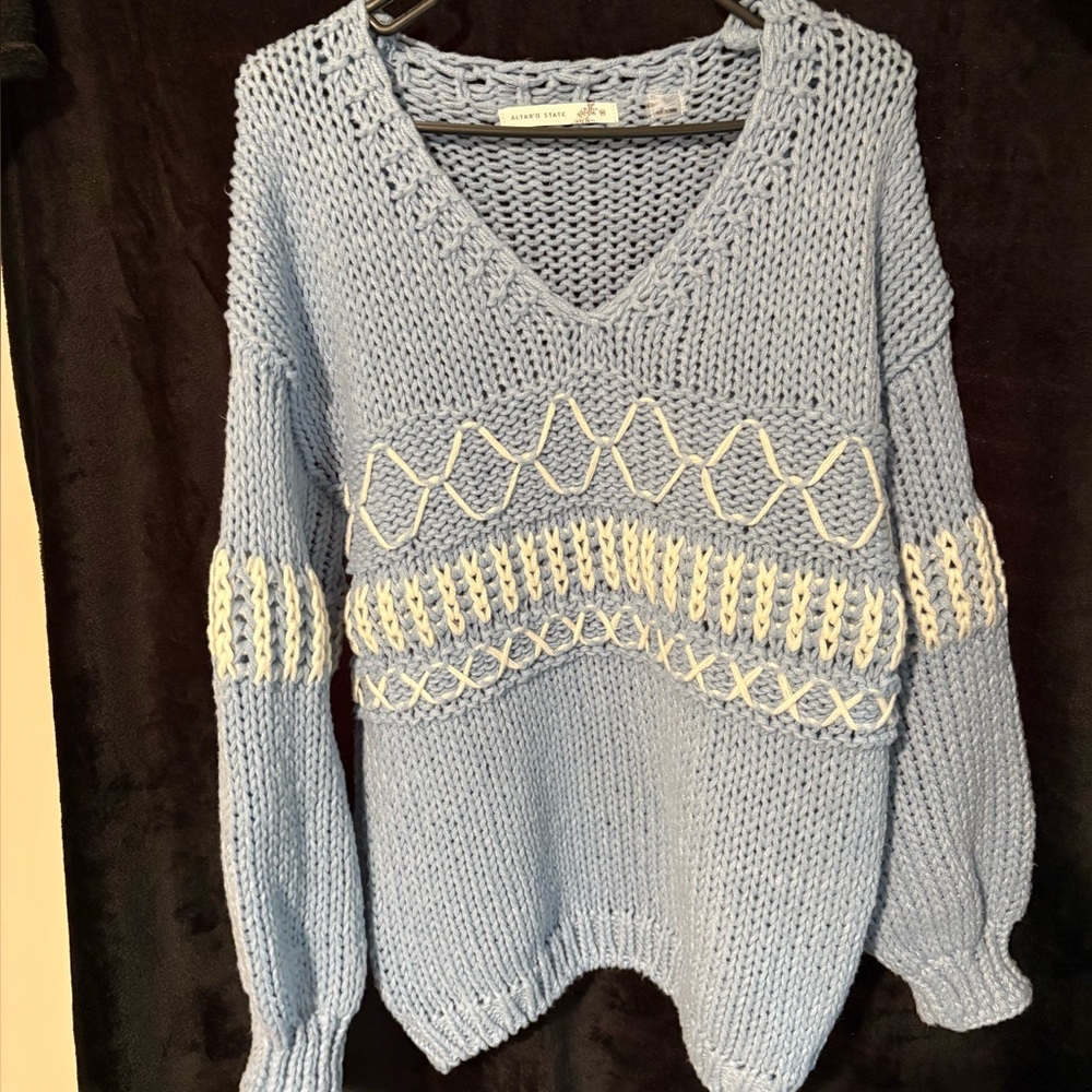 Altar'd State Light Blue V-Neck Sweater